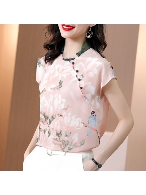 Xianqi silk top women's  summer new retro for...