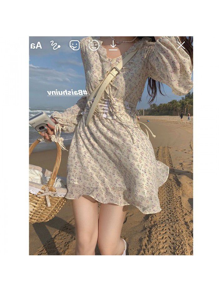 3 / 0510:00am new V-Neck long sleeve high waist skirt 