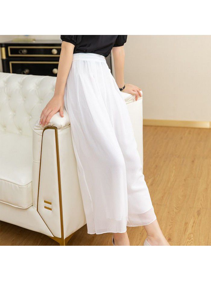 Wide leg pants women's  spring and summer new high waist drop design sense minority pants fashion elegant white pants 