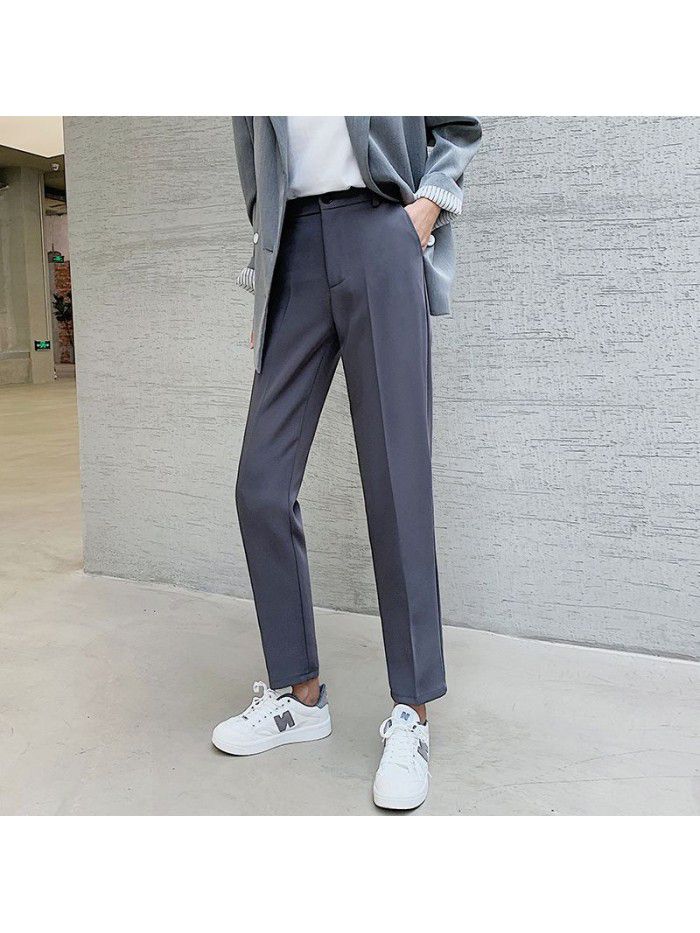 Suit radish pants women's spring high waist drop feeling thickened Black Loose straight pants show thin versatile women's Capris 