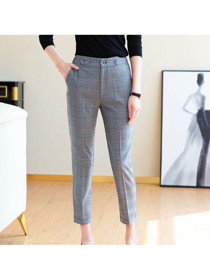 Women's suit pants straight tube loose  summer new fashion high waist show thin drop feeling straight tube pants versatile thin 