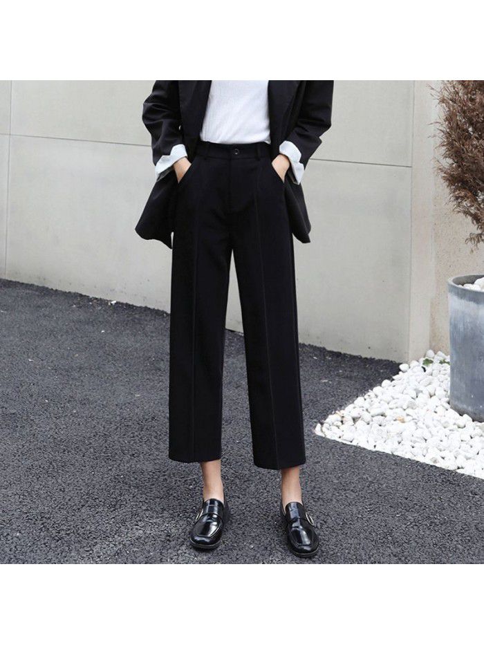 Women's summer high waist drop short suit wide leg pants 