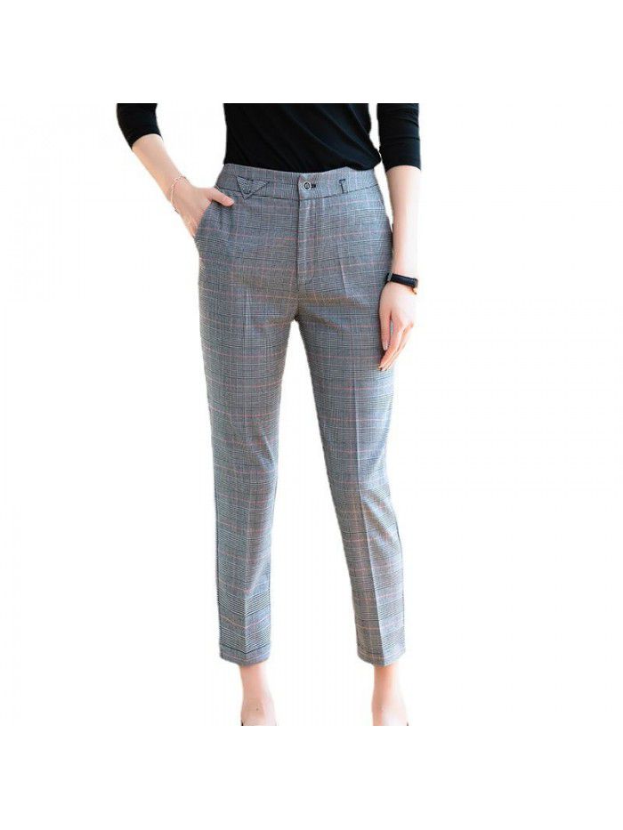 Women's suit pants straight tube loose  summer new fashion high waist show thin drop feeling straight tube pants versatile thin 