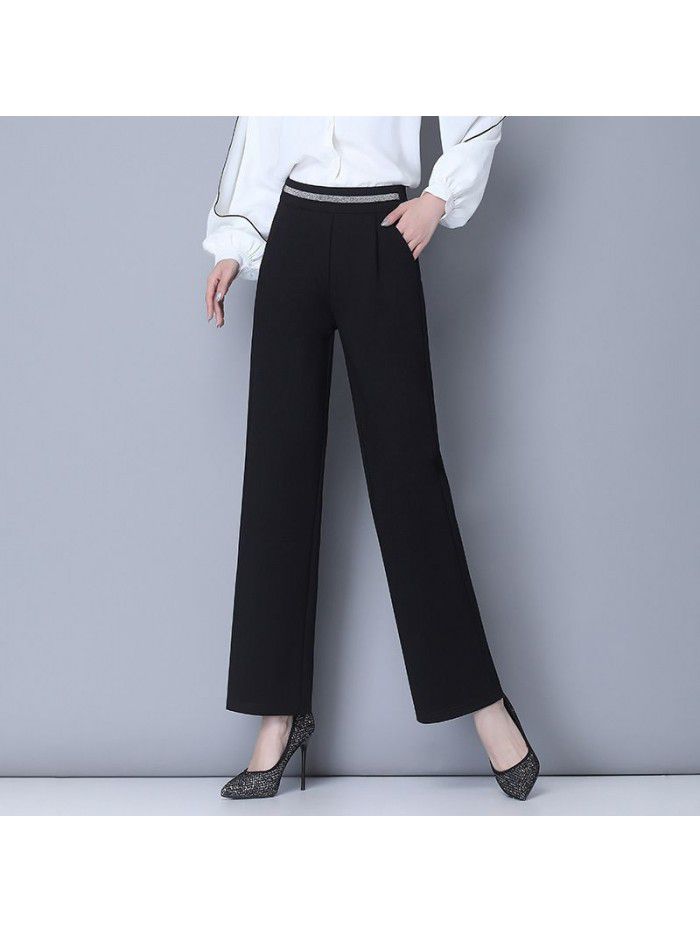 Wide leg pants women's high waist drop feeling autumn and winter  new leisure sports straight mop Pants Large wide leg pants 