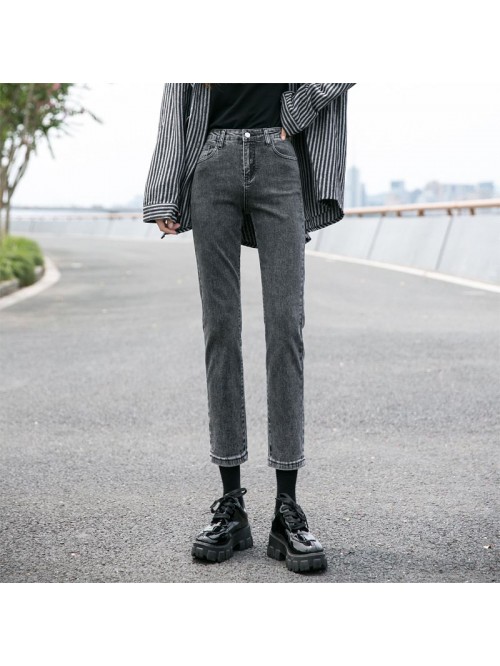 Smoke grey straight jeans women's quarter aut...