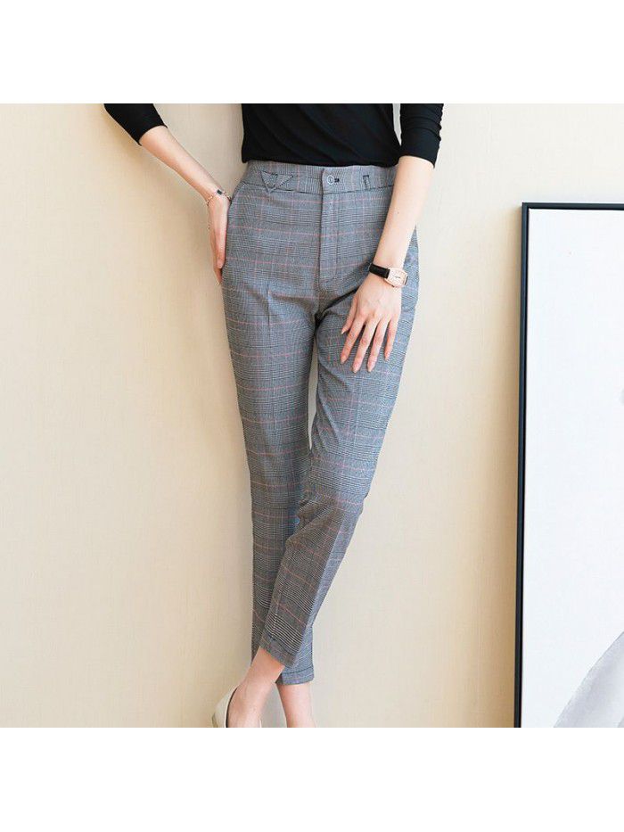 Women's suit pants straight tube loose  summer new fashion high waist show thin drop feeling straight tube pants versatile thin 