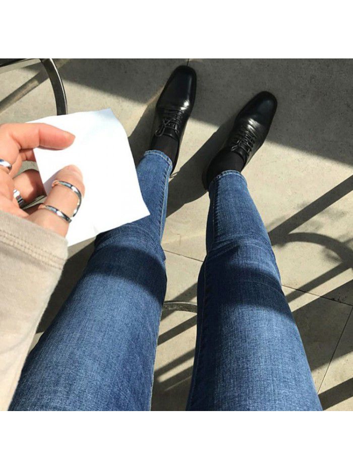 Retro Blue Jeans Women's Leggings high waist Capris spring  new Korean slim pencil pants 