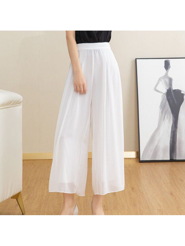 Wide leg pants women's  spring and summer new high waist drop design sense minority pants fashion elegant white pants 