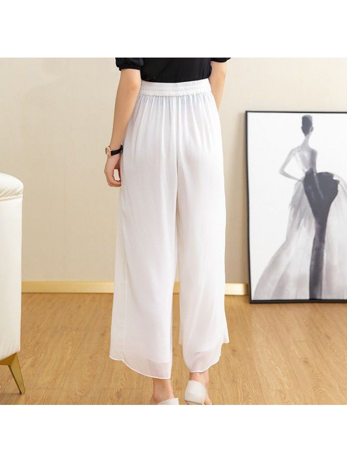 Wide leg pants women's  spring and summer new high waist drop design sense minority pants fashion elegant white pants 