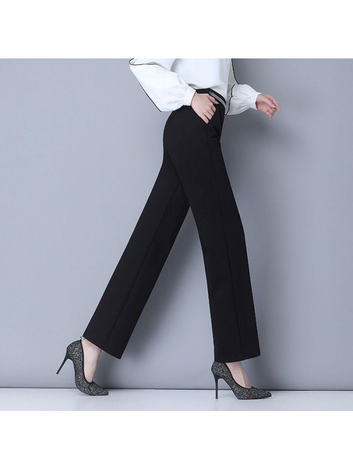 Wide leg pants women's high waist drop feeling autumn and winter  new leisure sports straight mop Pants Large wide leg pants 