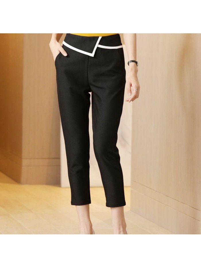 Casual pants women's summer thin 9-point bottomed pants wear summer  European and American fashion versatile pencil pants 