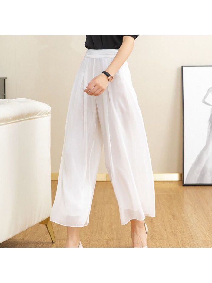 Wide leg pants women's  spring and summer new high waist drop design sense minority pants fashion elegant white pants 