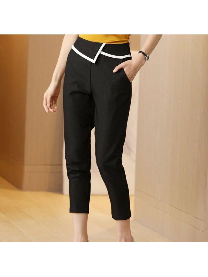 Casual pants women's summer thin 9-point bottomed pants wear summer  European and American fashion versatile pencil pants 