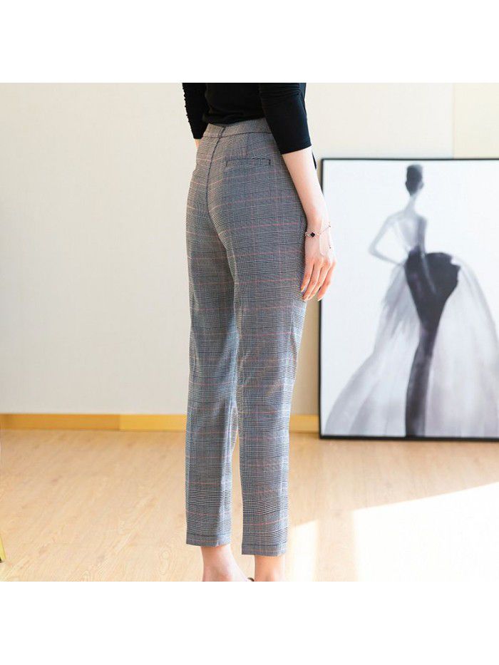 Women's suit pants straight tube loose  summer new fashion high waist show thin drop feeling straight tube pants versatile thin 