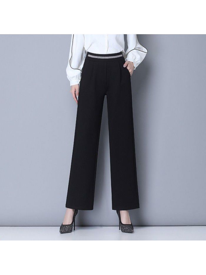 Wide leg pants women's high waist drop feeling autumn and winter  new leisure sports straight mop Pants Large wide leg pants 