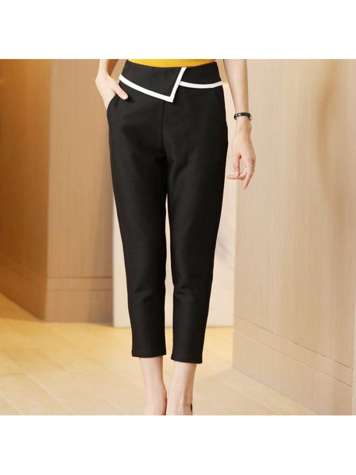 Casual pants women's summer thin 9-point bottomed pants wear summer  European and American fashion versatile pencil pants 