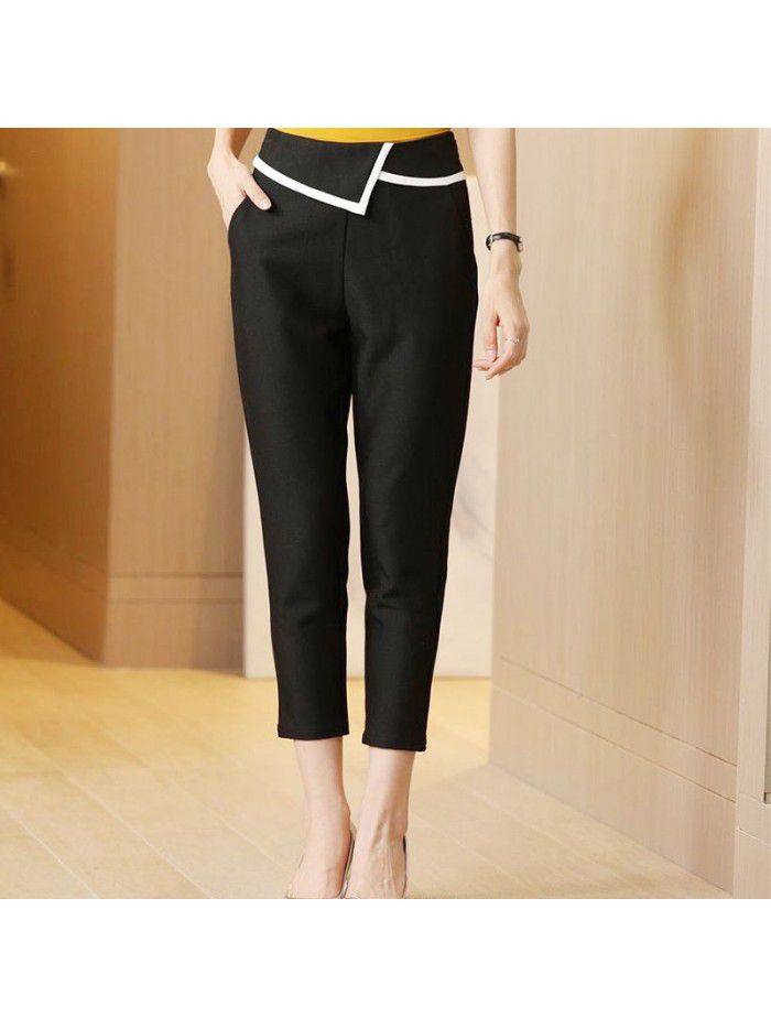 Casual pants women's summer thin 9-point bottomed pants wear summer  European and American fashion versatile pencil pants 