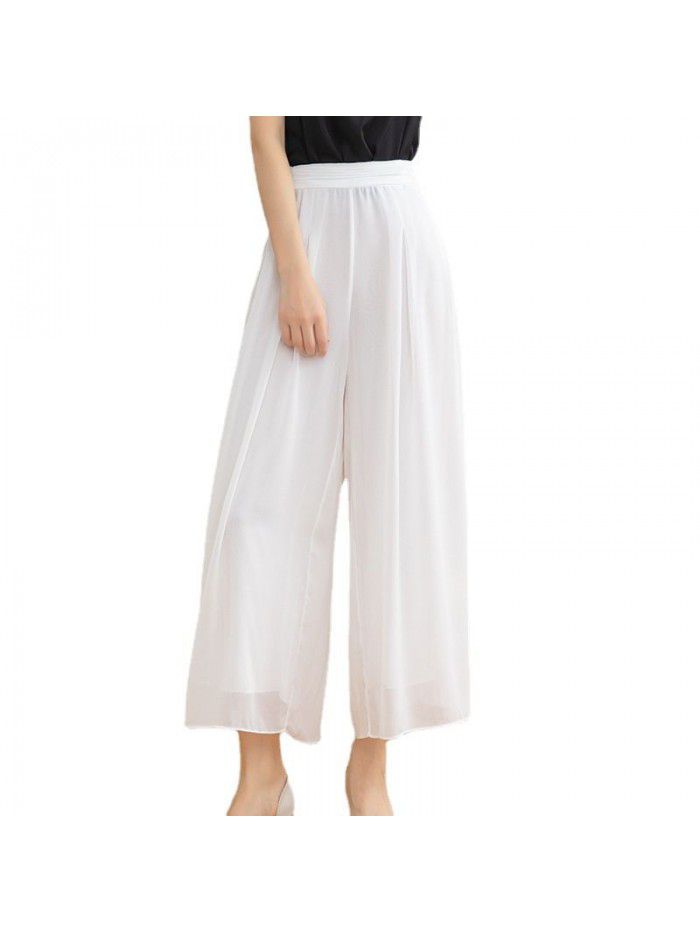 Wide leg pants women's  spring and summer new high waist drop design sense minority pants fashion elegant white pants 