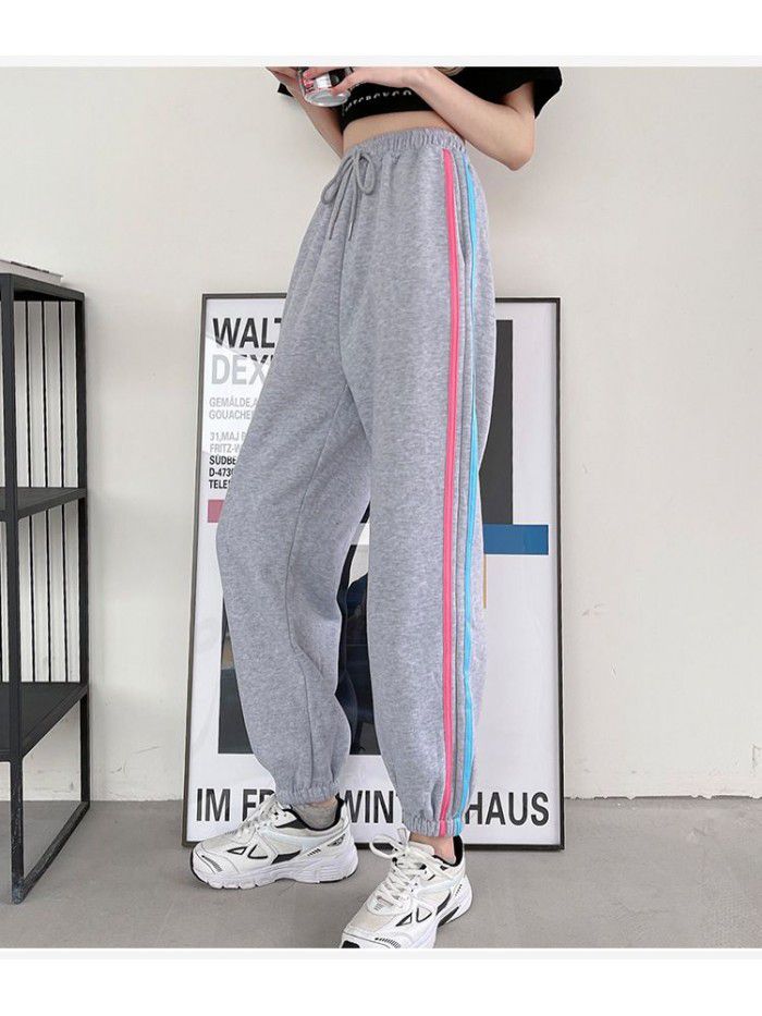 summer new women's College style new fashion loose casual Harlem pants thin sportswear women's pants 