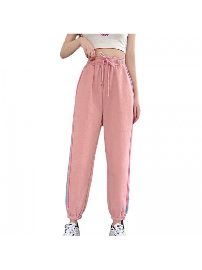 summer new women's College style new fashion loose casual Harlem pants thin sportswear women's pants 