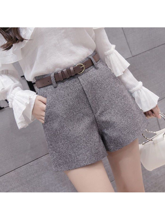 New women's A-line tweed shorts in autumn and winter of  