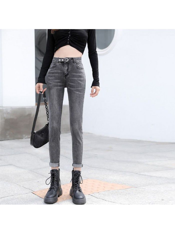 Real photo of  new normal high elastic jeans with thin, tall, small feet, high waist and comfortable Charm 