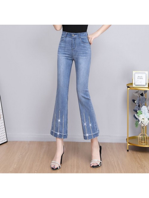 Summer thin jeans flared pants women's  new h...