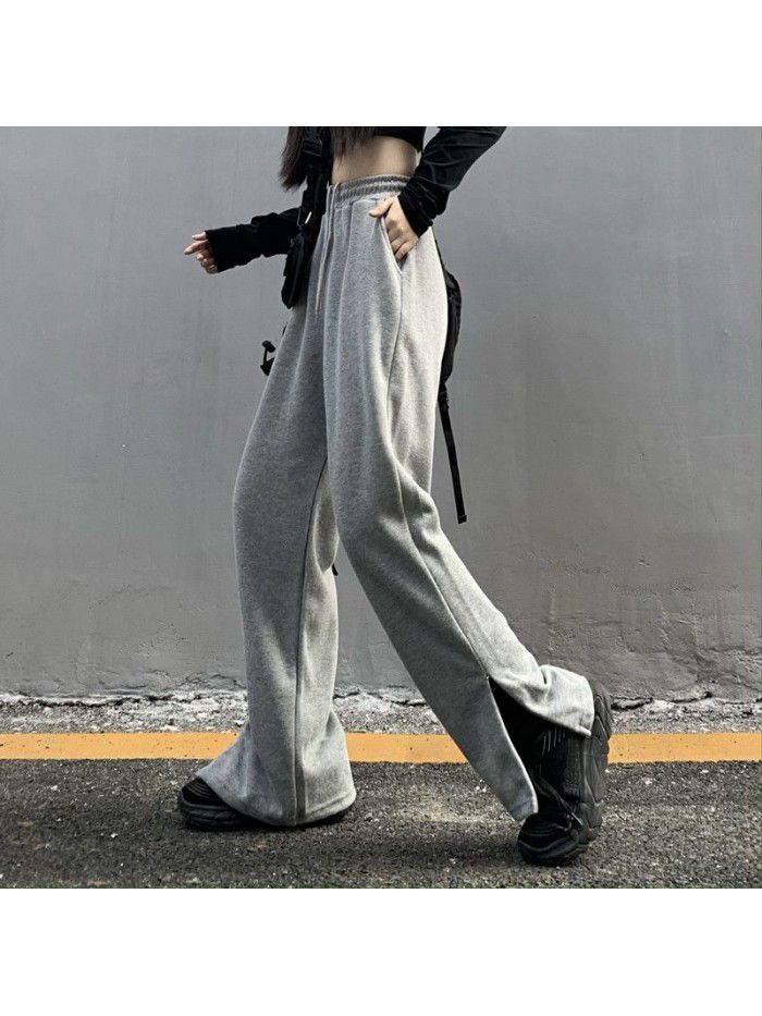 Women's casual pants: new style wide leg pants with split ends in spring  