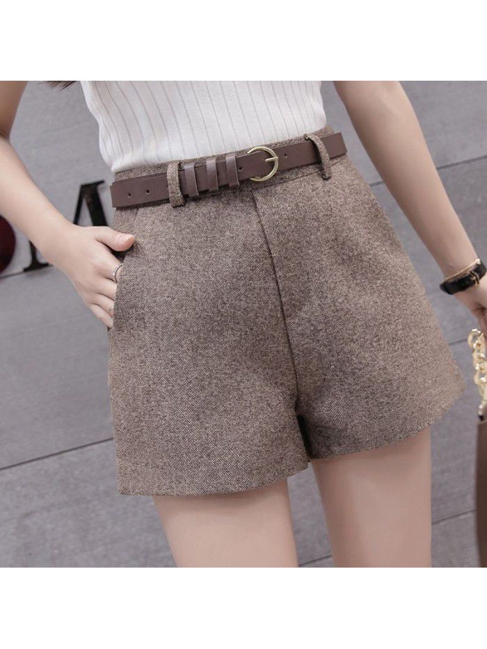 New women's A-line tweed shorts in autumn and winter of  