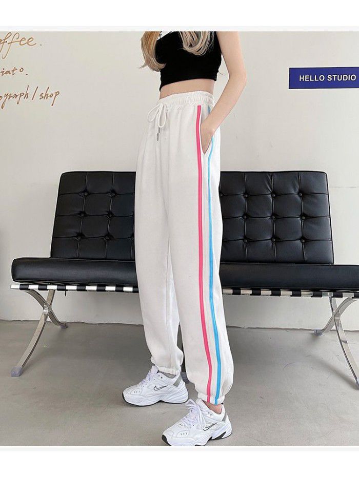 summer new women's College style new fashion loose casual Harlem pants thin sportswear women's pants 