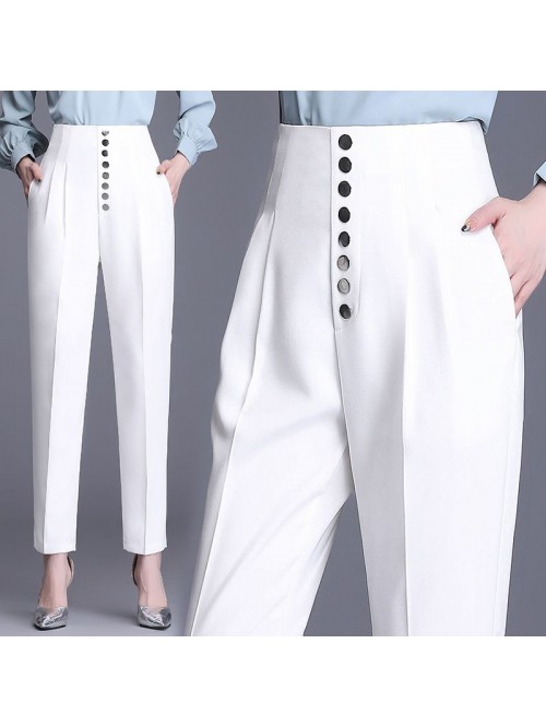 Suit pipe pants women's high waist shows thin...