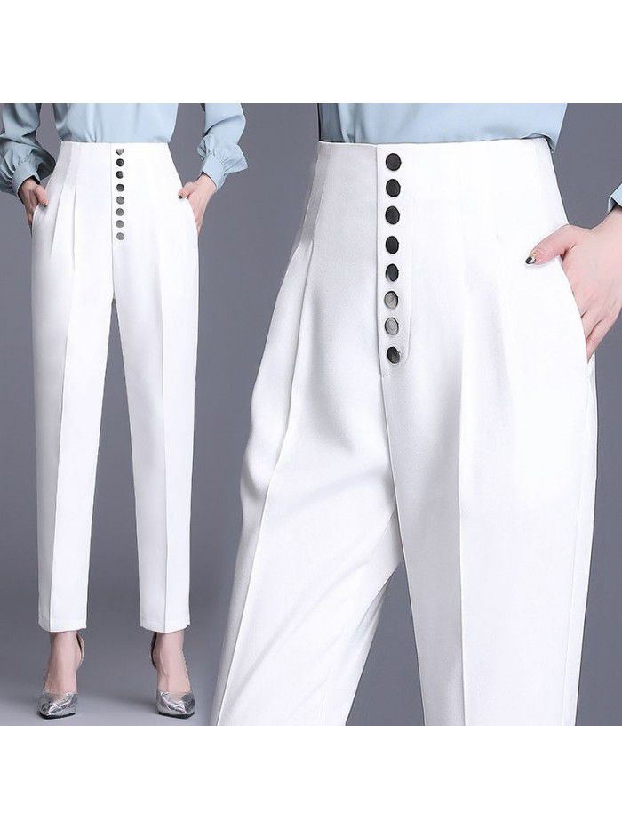 Suit pipe pants women's high waist shows thin and drooping feeling  new Harem Pants women's radish leisure wide leg pants women's pants 