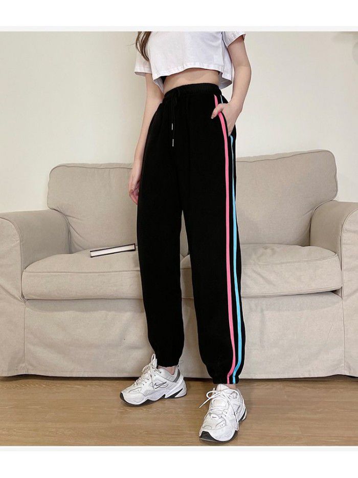 summer new women's College style new fashion loose casual Harlem pants thin sportswear women's pants 