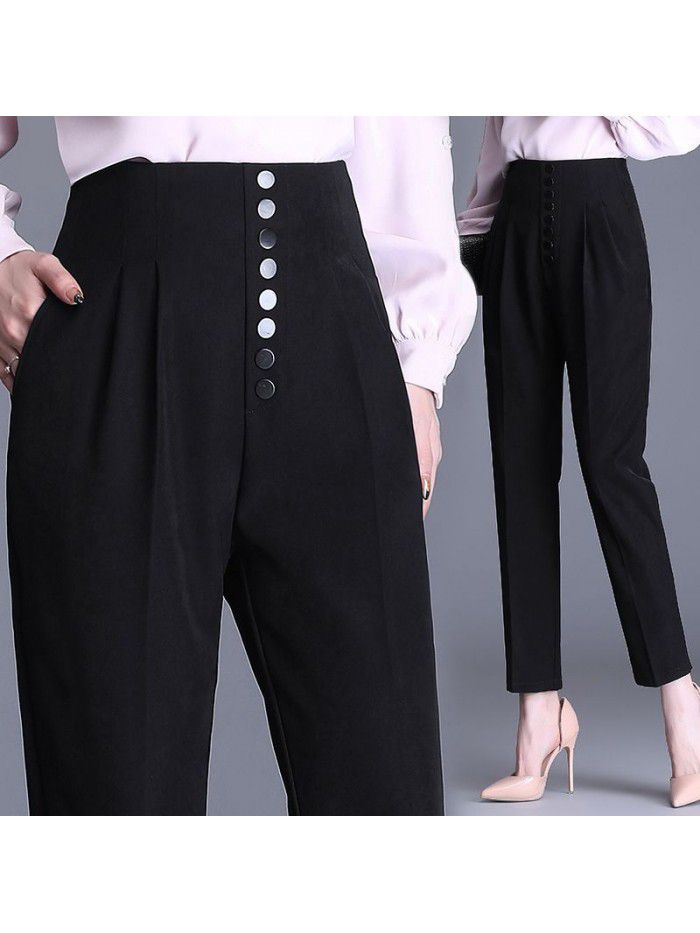 Suit pipe pants women's high waist shows thin and drooping feeling  new Harem Pants women's radish leisure wide leg pants women's pants 