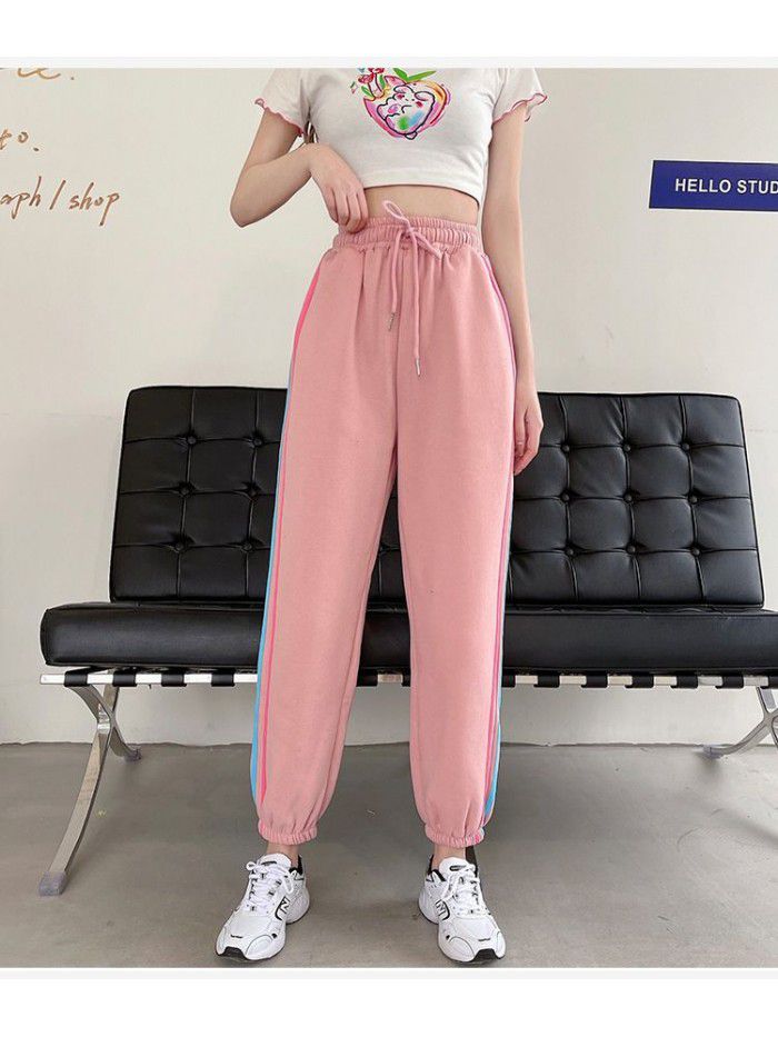 summer new women's College style new fashion loose casual Harlem pants thin sportswear women's pants 