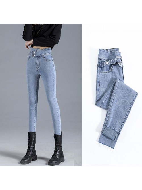 Real shot high waist jeans women's new light ...