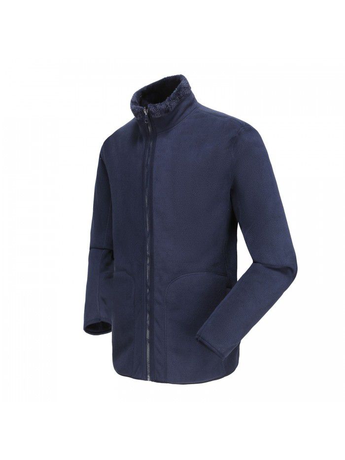 Coral velvet household outer garment worn on both sides for couples in autumn and winter, plush and thickened double faced fleece cardigan jacket for women