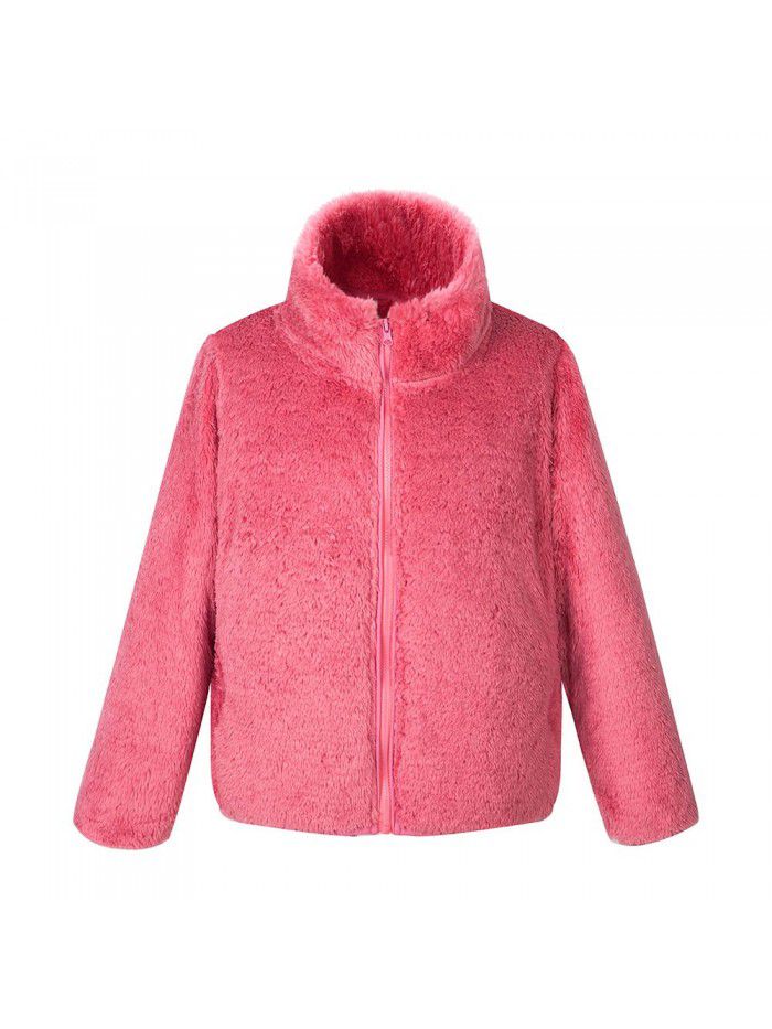 Boys and girls' autumn and winter new thickened warm children's fleece coat, medium and large children's coat, coral velvet student cotton coat 