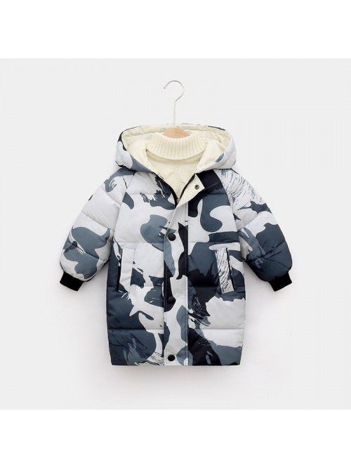 Children's down cotton-padded jacket in winter, me...