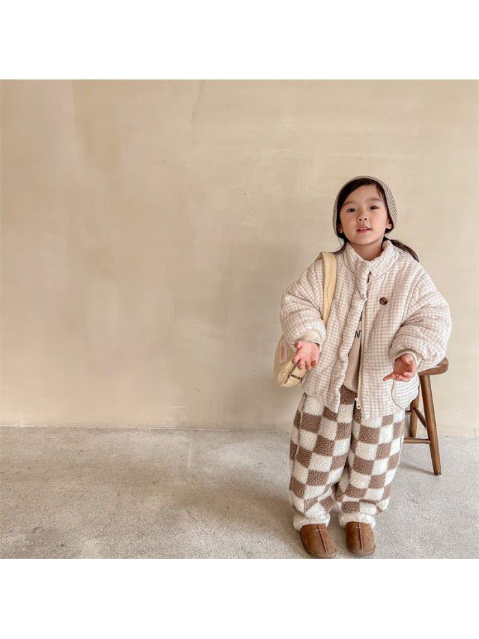 Children's clothing Children's winter clothing Korean version plush thickened cotton jacket Girls' winter coat down cotton jacket 