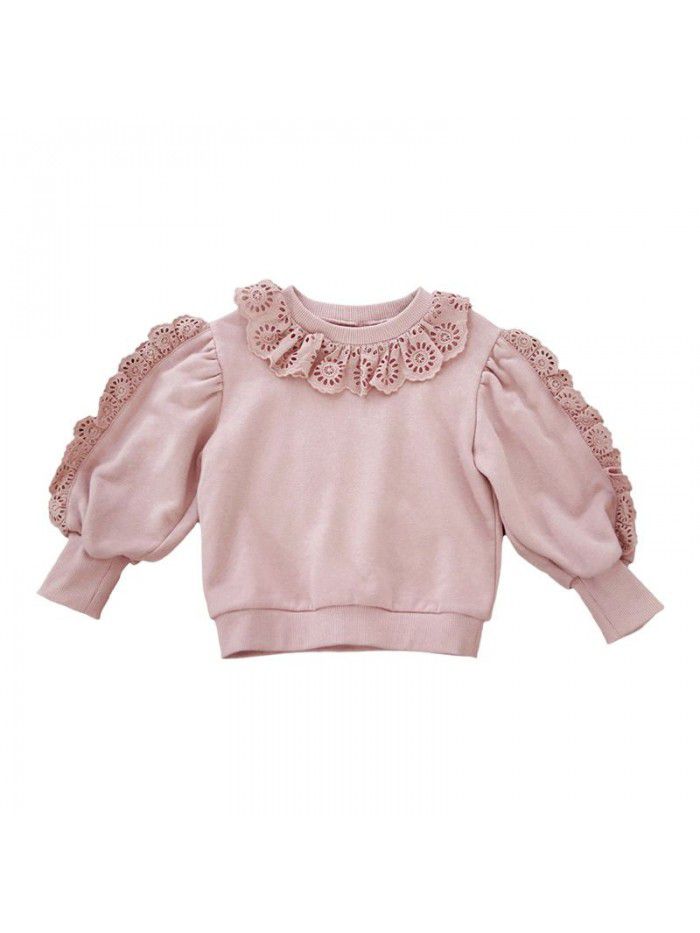 Autumn Strawberry Shan Korean Children's Wear Children's and Girls' Fashionable Lace Loose Pullover Long Sleeve Sweater