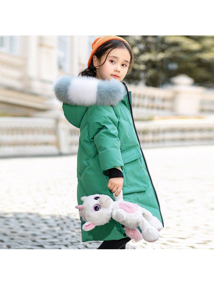 Girls' overcoat, winter dress, foreign style, little girls' cotton-padded clothes, middle and big children's clothes, medium and long cotton-padded clothes, cotton-padded jacket 