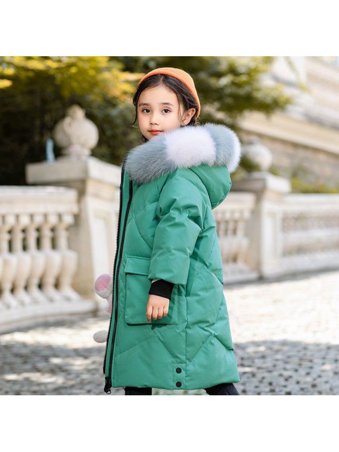 Girls' overcoat, winter dress, foreign style, little girls' cotton-padded clothes, middle and big children's clothes, medium and long cotton-padded clothes, cotton-padded jacket 