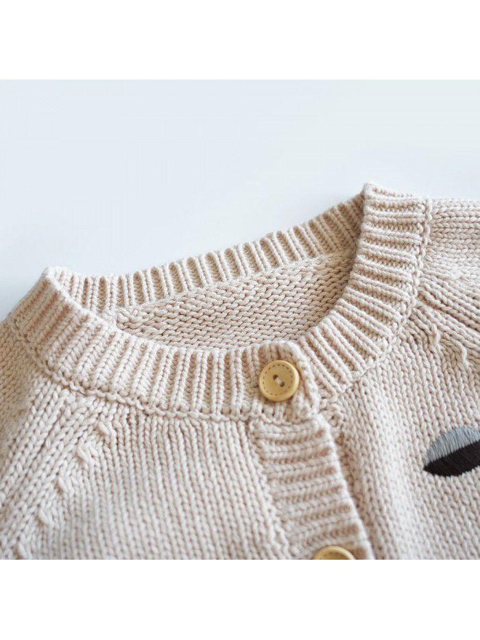 Children's Sweater Girls' Autumn and Winter New Embroidery Knitwear Cardigan Children's Cotton Coat