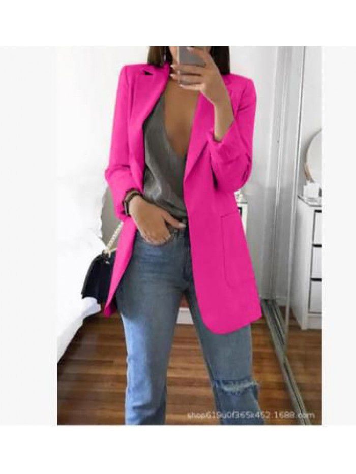 Fashion Polo Neck Slim Fit Cardigan Temperament Suit Coat Women 