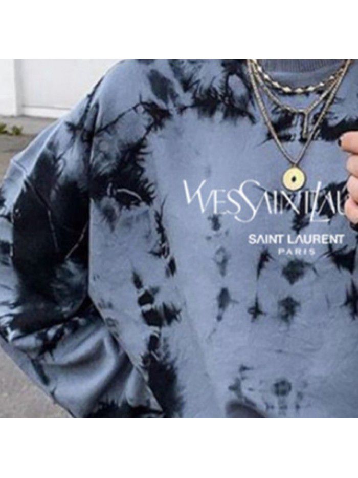 Autumn and winter women's tie dyed printed long sleeved T-shirt and sweater