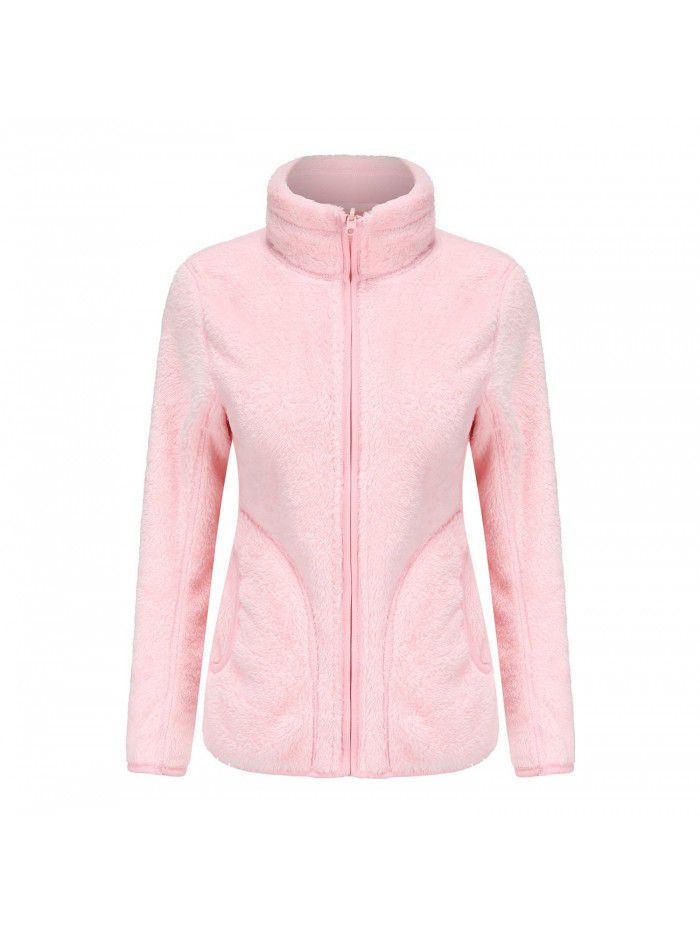 Coral velvet household outer garment worn on both sides for couples in autumn and winter, plush and thickened double faced fleece cardigan jacket for women