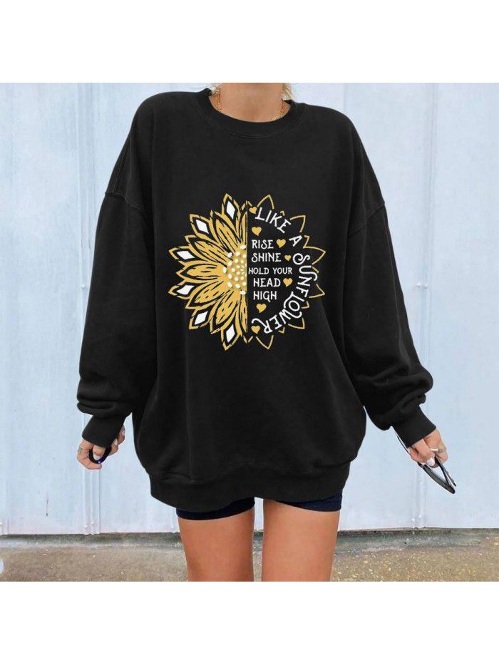 Autumn and Winter Round Neck Pullover Sweatshirt Women's Urban Style Brushed Sweatshirt