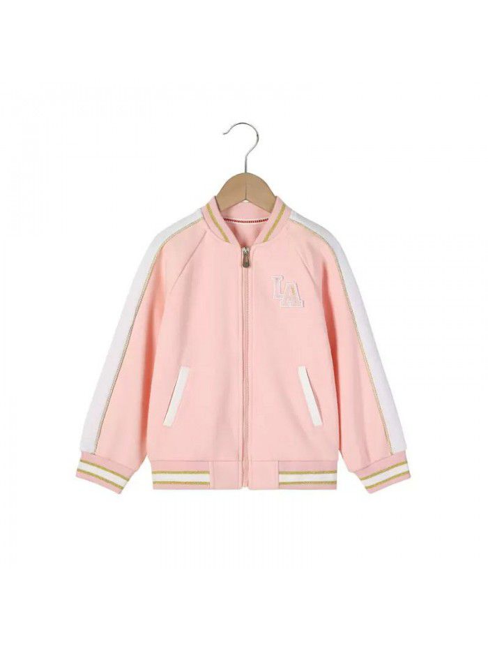 Spring new girls' coat loose and fashionable children's baseball suit comfortable sports top 