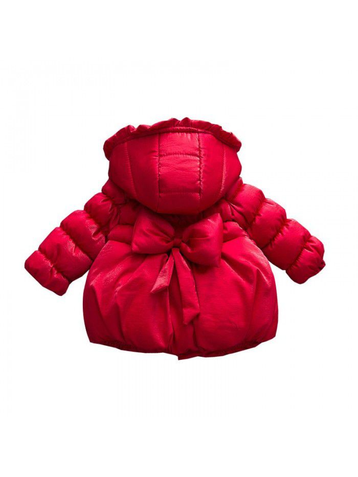 Children's Thickened Girls' Mid length Down Cotton Coat Girls' Hooded Fashion Cotton Coat